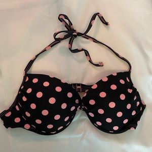 Hot pink polka dot bikini top (bathing suit)